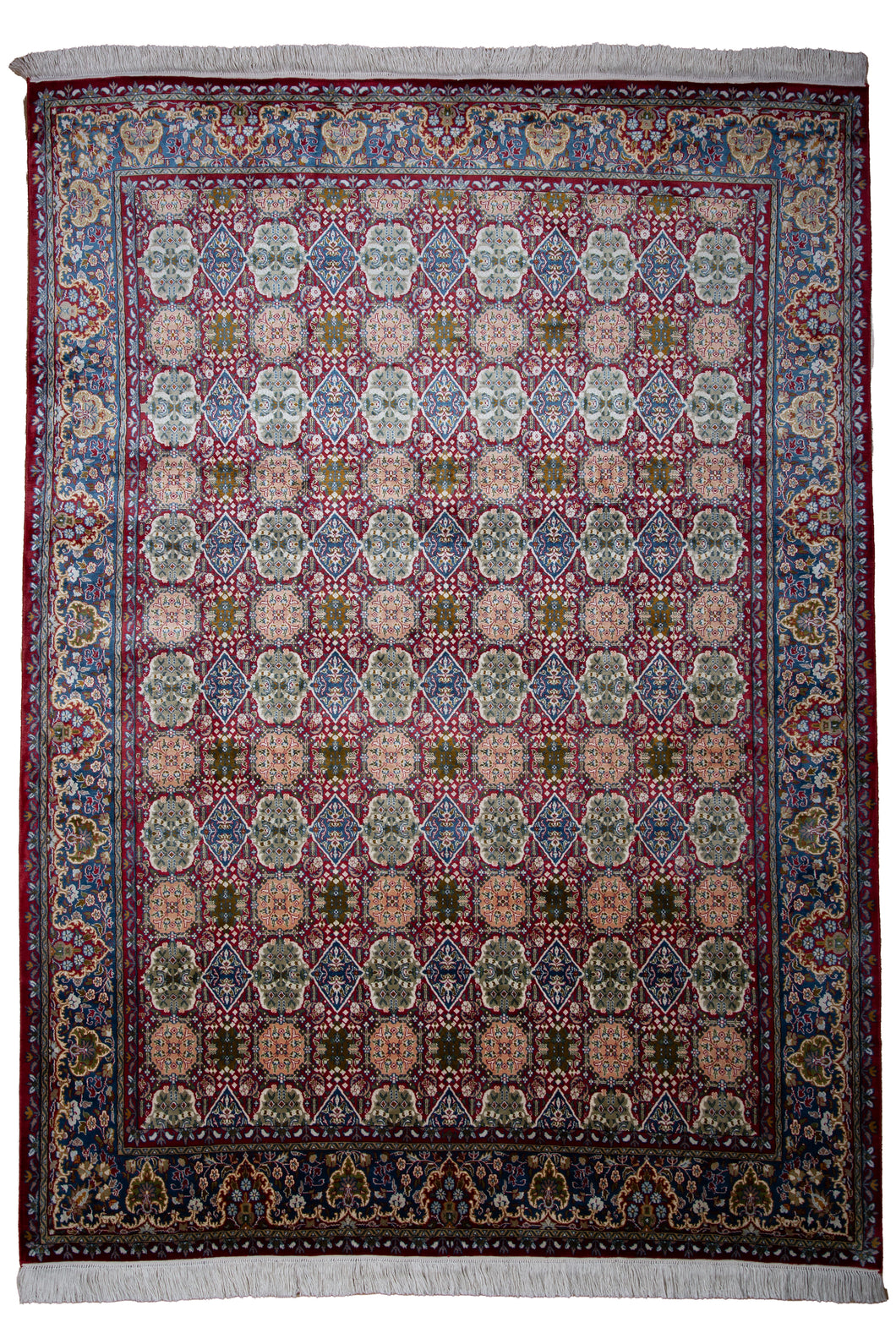Rare Tribal Motif Kashmiri Silk Rug