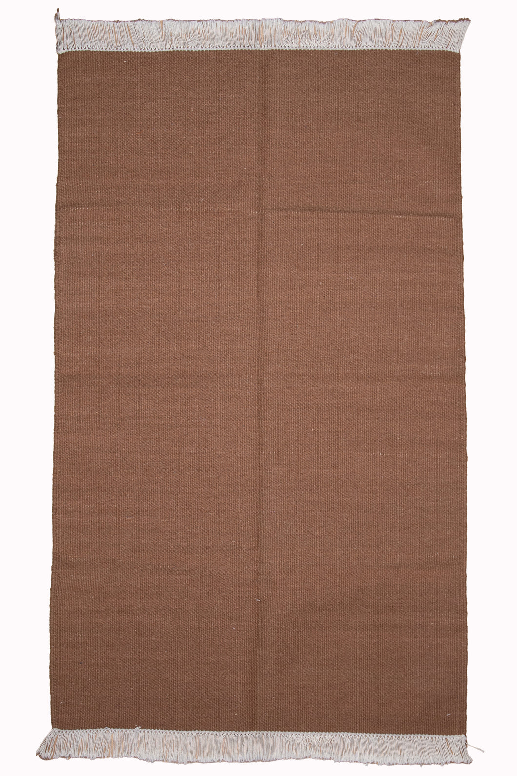 Solid Rust Handwoven Wool Dhurrie