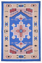 Load image into Gallery viewer, Vibrant Tribal Motif Silk Dhurrie
