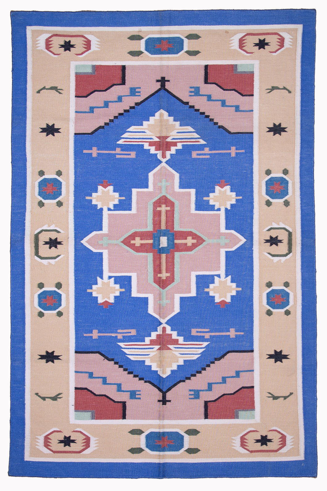 Vibrant Tribal Motif Silk Dhurrie