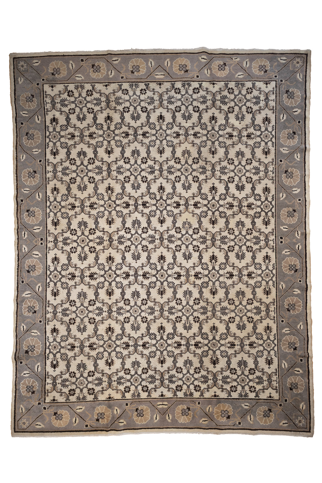 Ivory & Grey Lattice Wool Rug