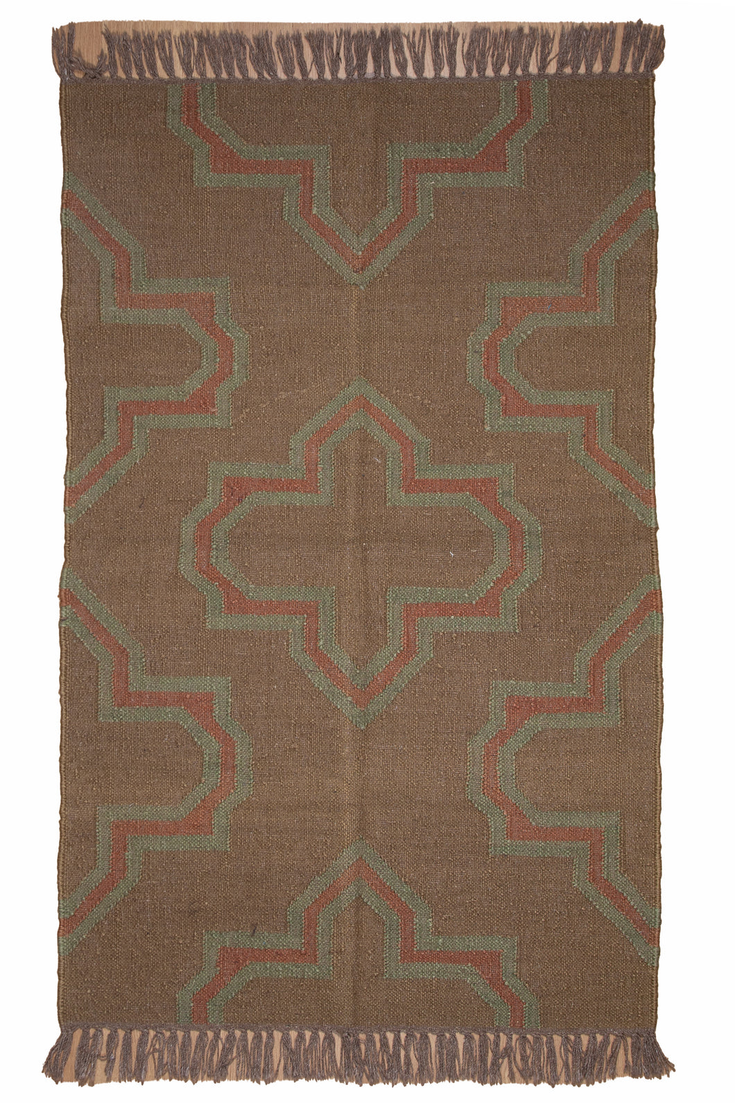 Geometric Cross Pattern Jute Dhurrie