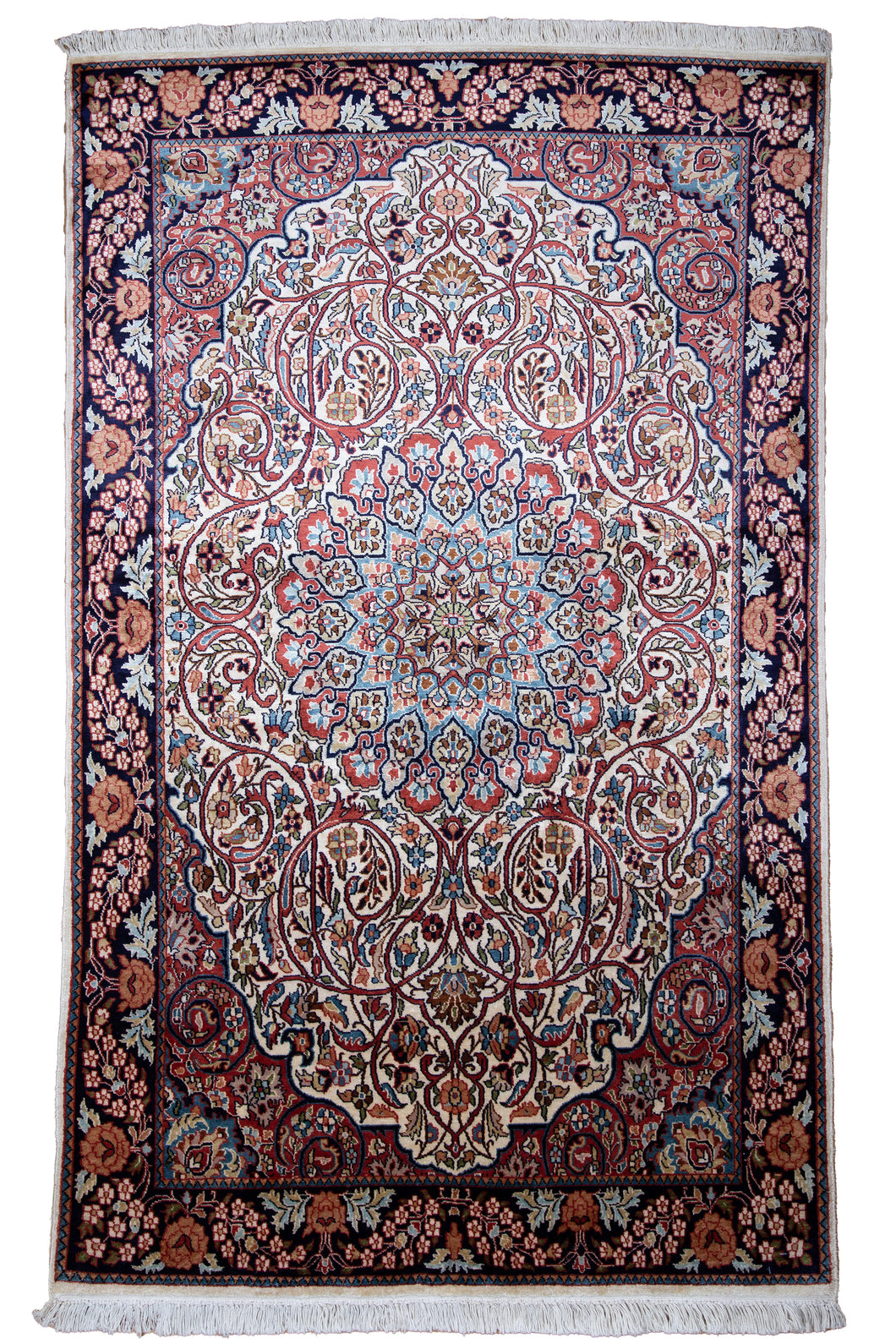 Regal Medallion Pure Silk Kashmiri Rug