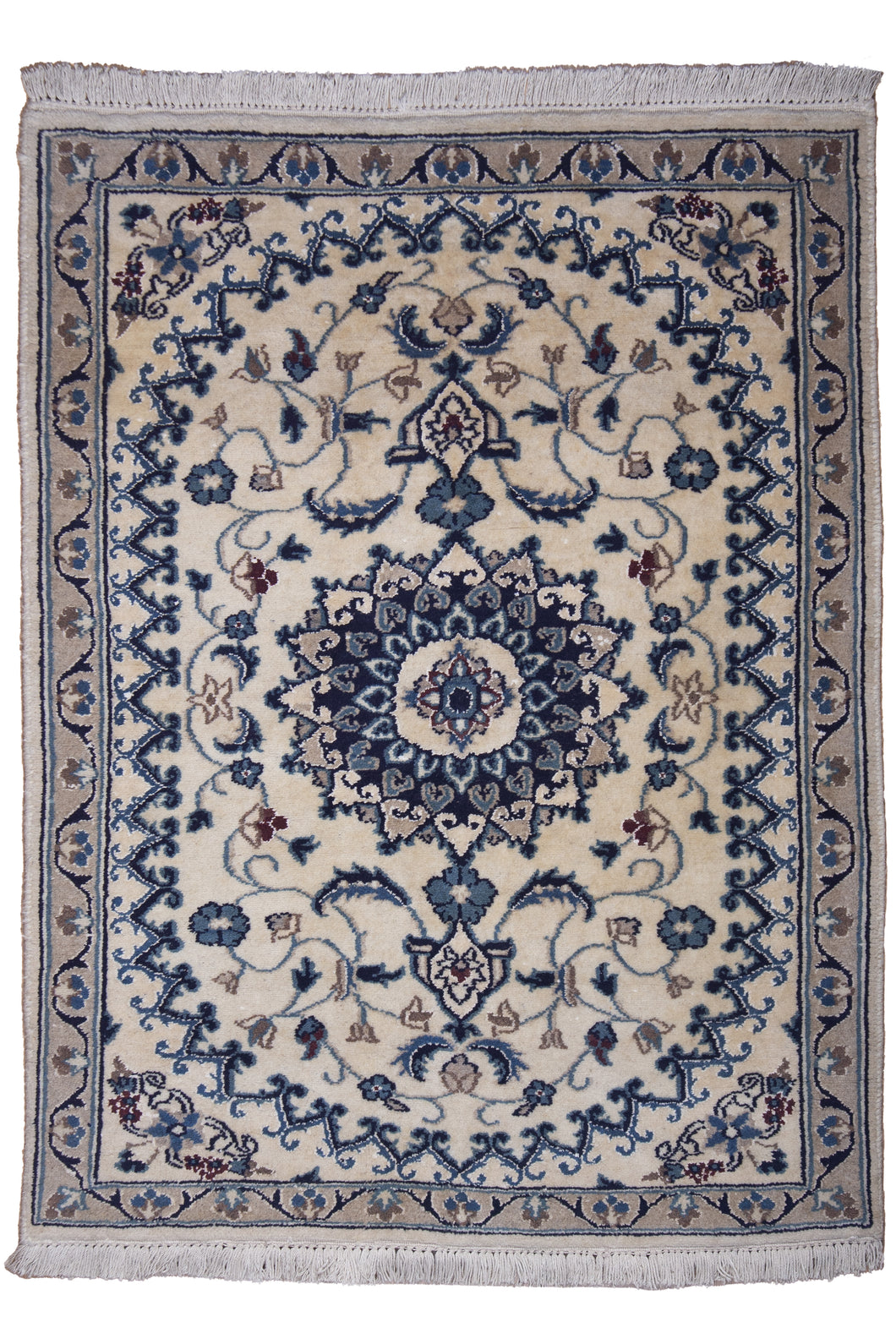 Elegant Ivory and Blue Nain Rug