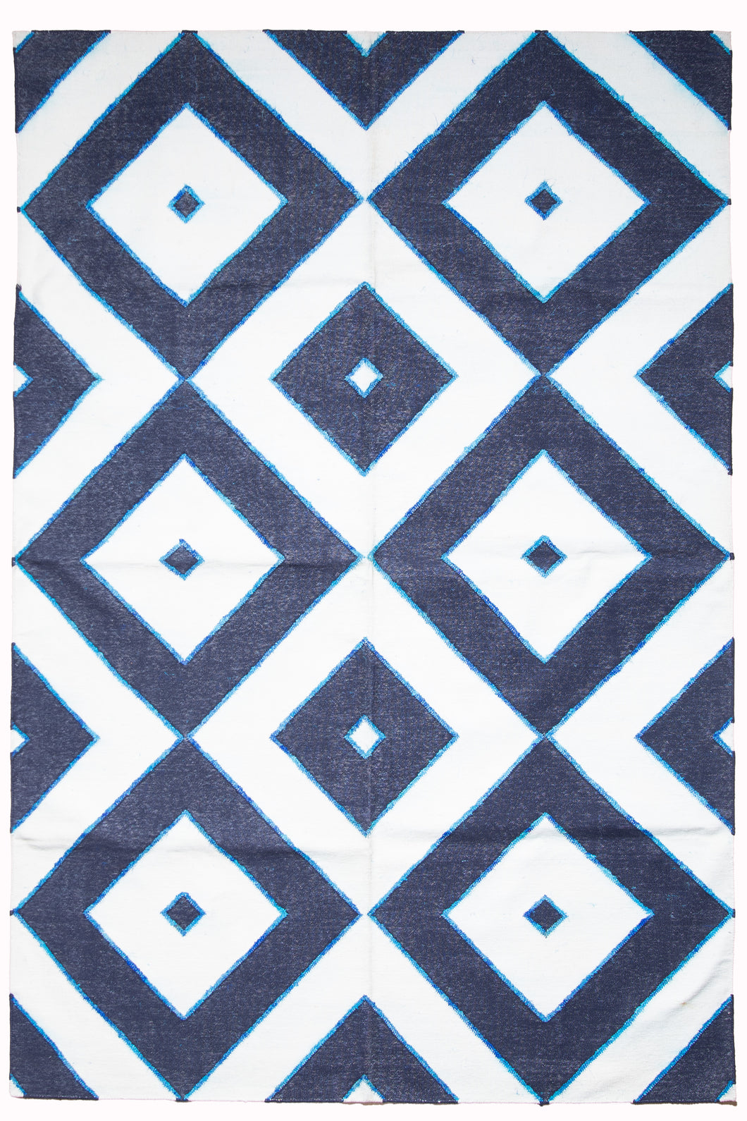Bold Indigo Geometric Cotton Dhurrie