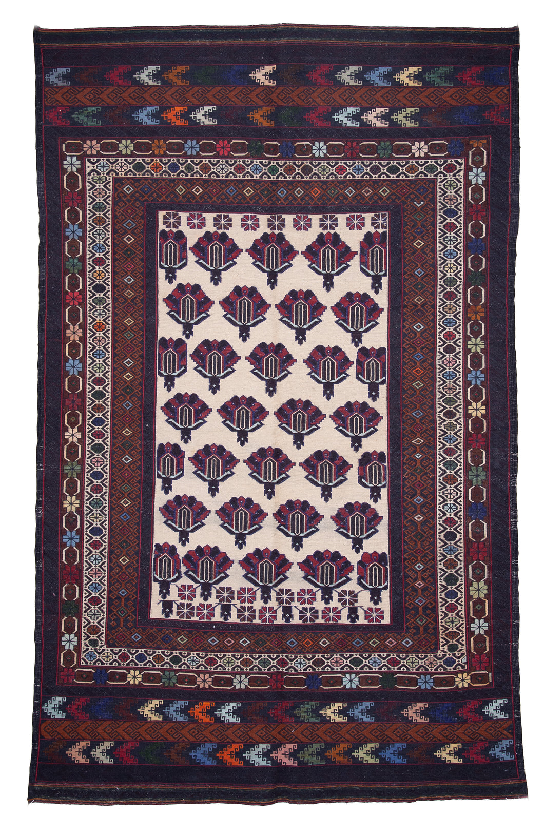 Ivory Blossom Handwoven Tribal Rug