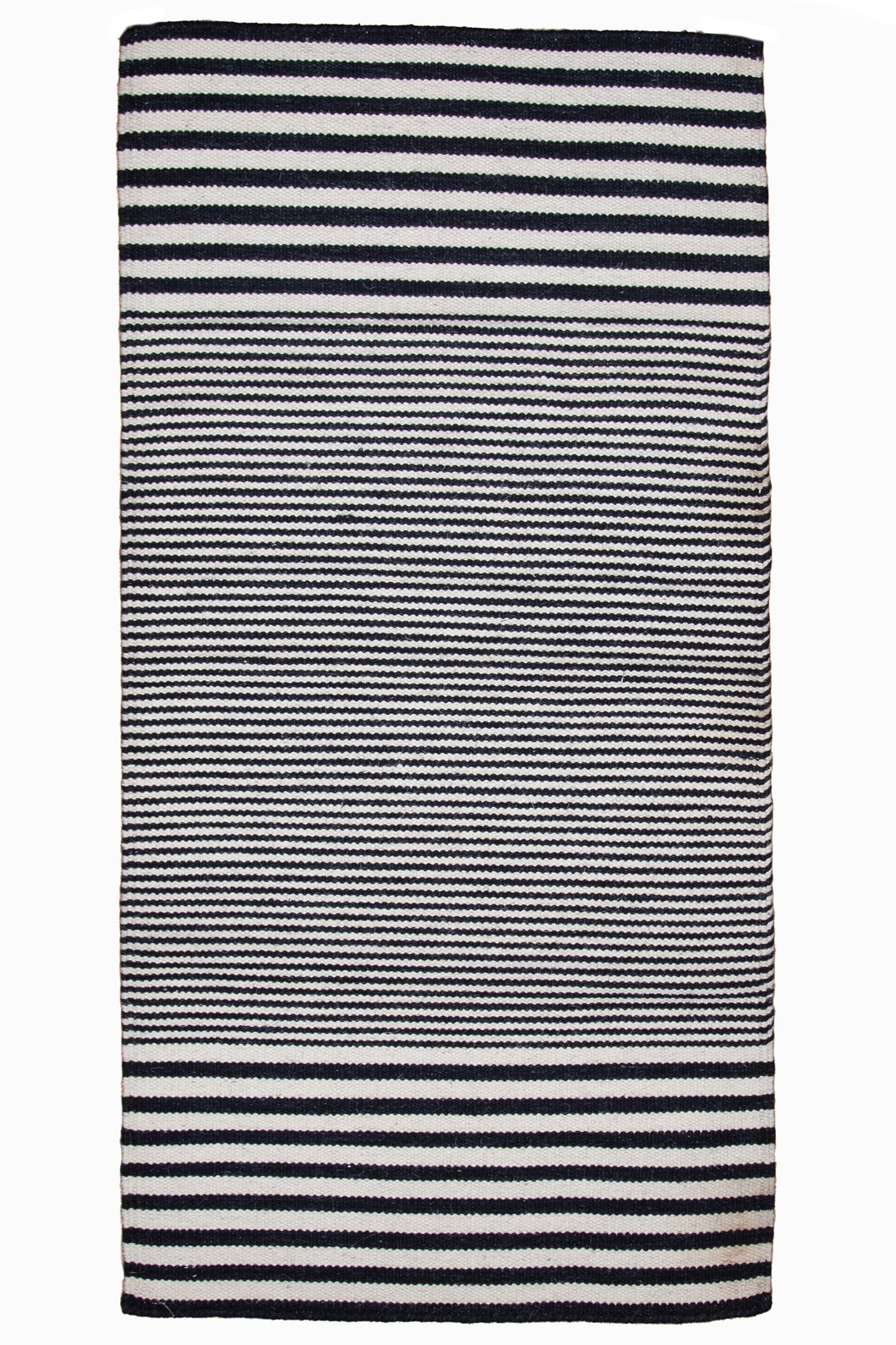 Classic Monochrome Striped Wool Dhurrie