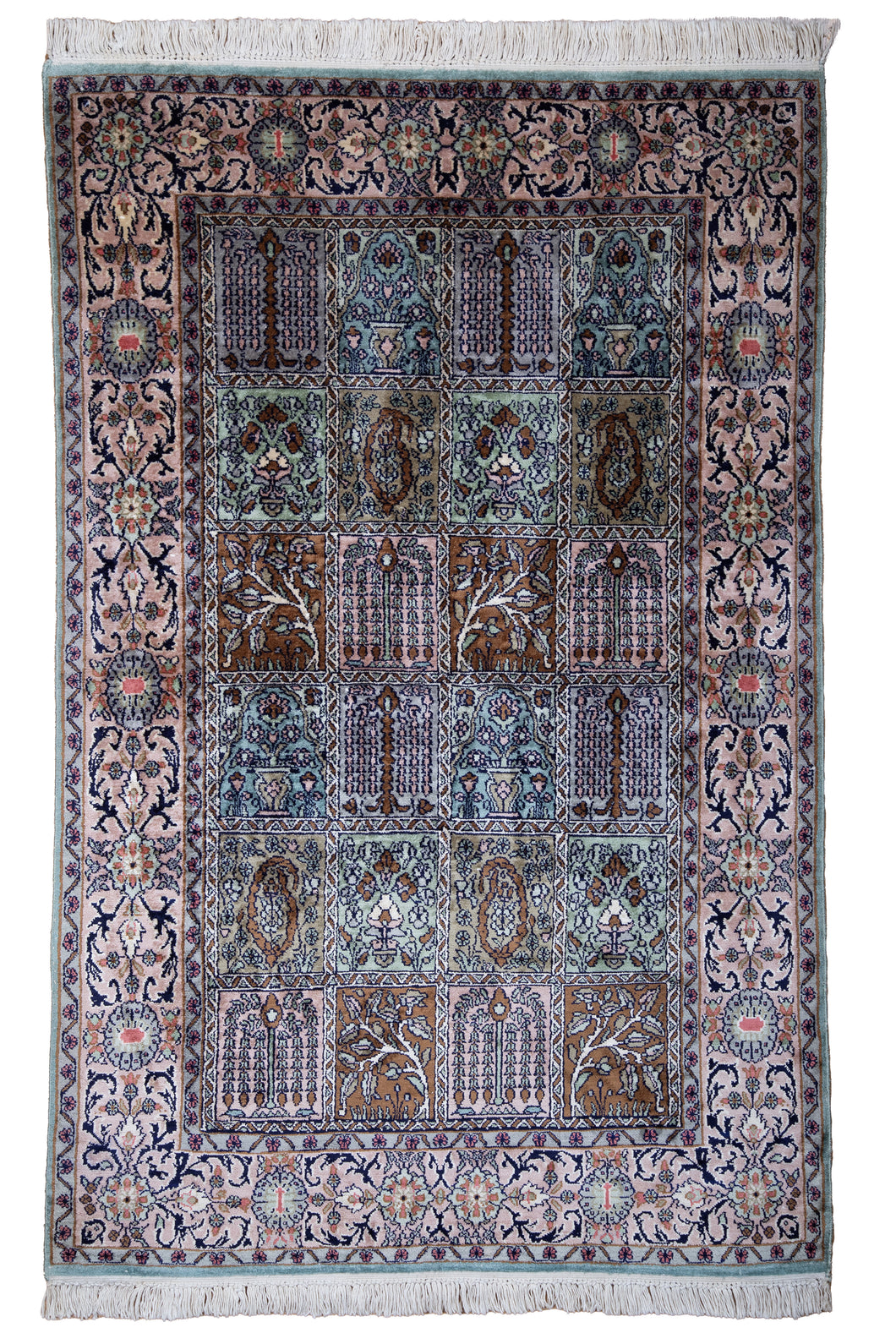 Pastel Garden Panel Silk Kashmiri Rug