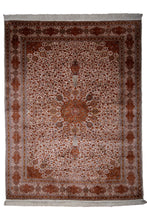 Load image into Gallery viewer, Kashmir Rust Medallion Silk Carpet
