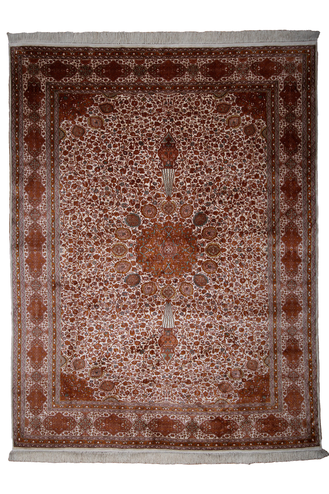 Kashmir Rust Medallion Silk Carpet