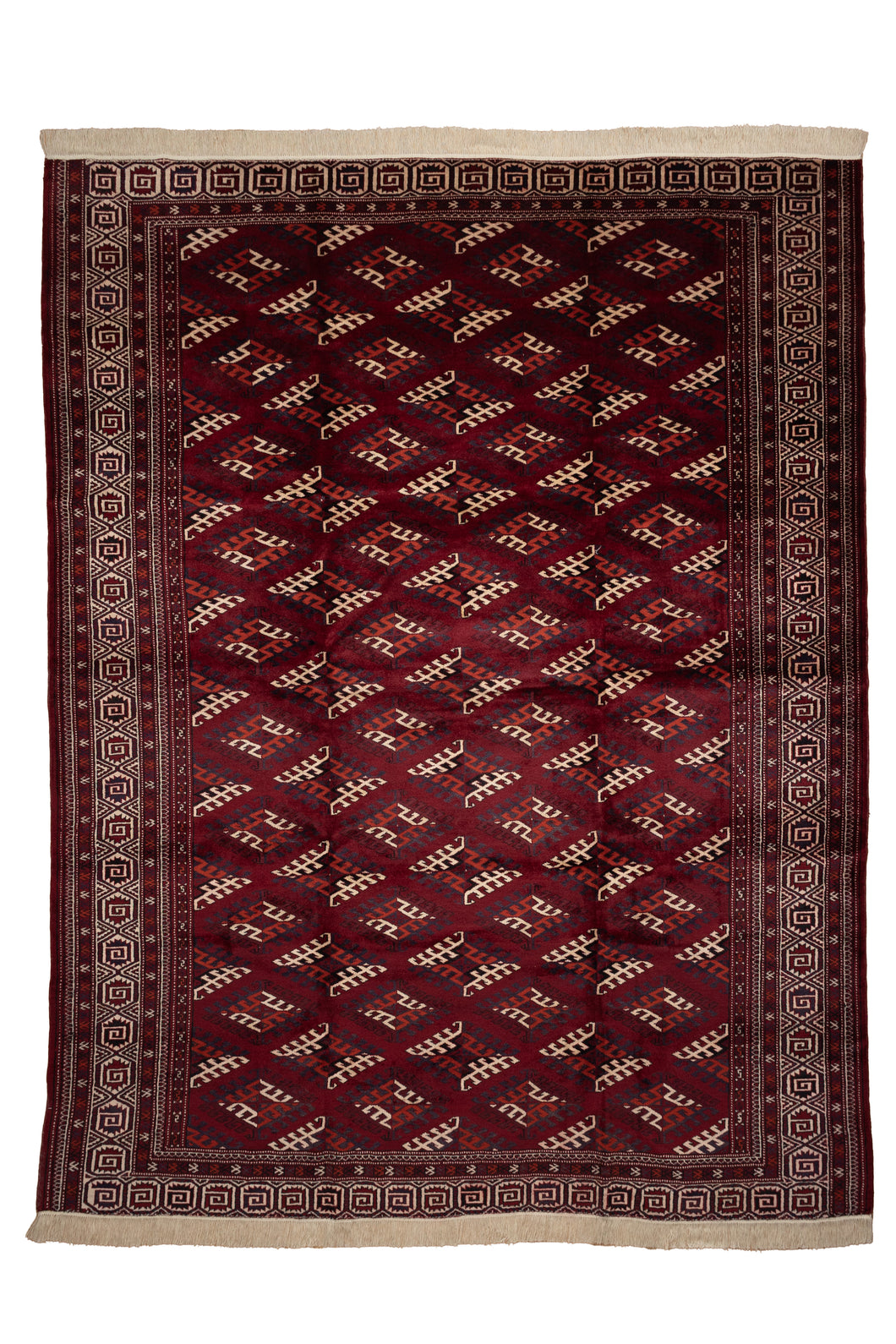 Deep Red Afghan Tribal Wool Rug