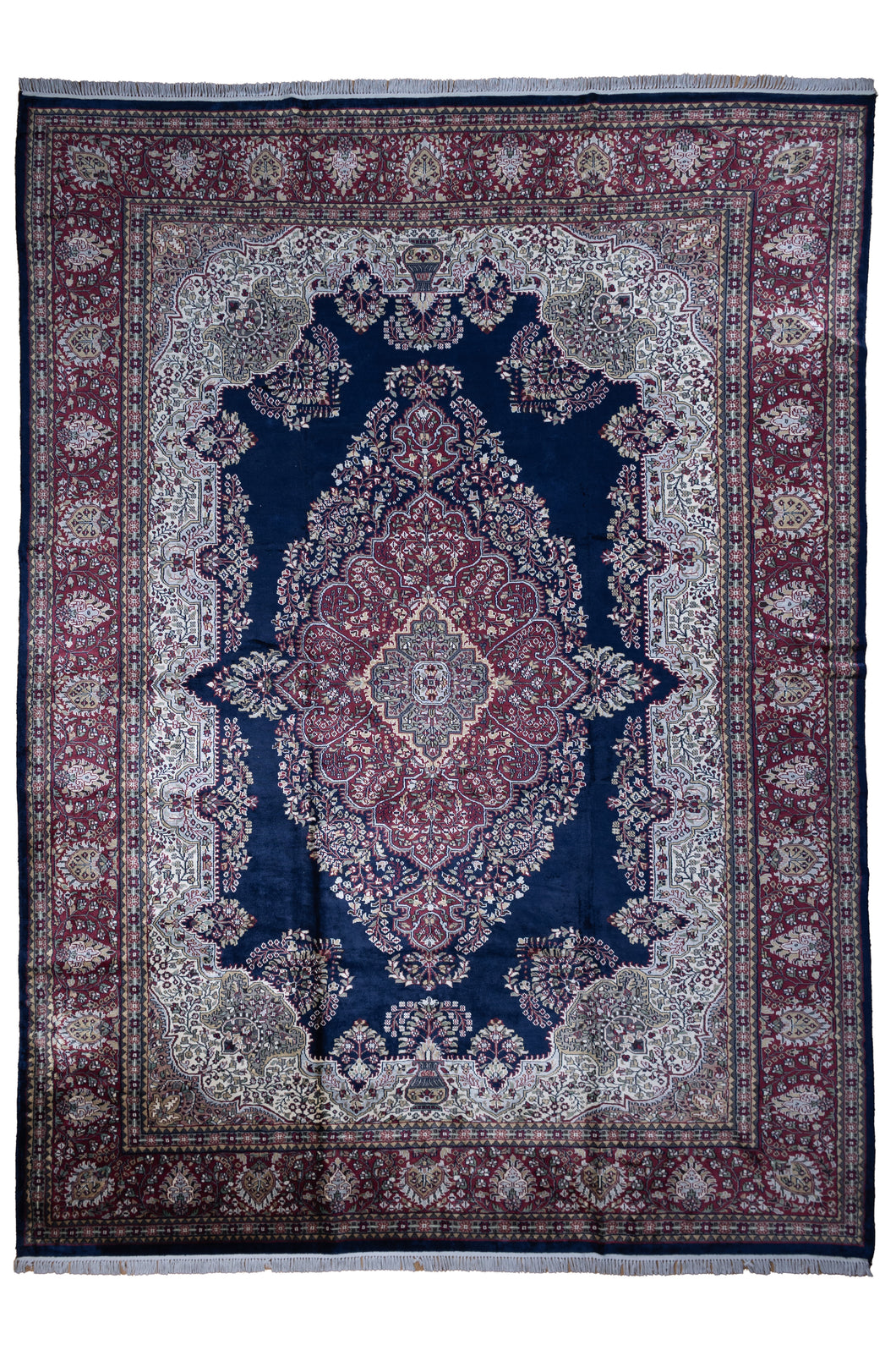 Royal Blue Faux Silk Indian Rug