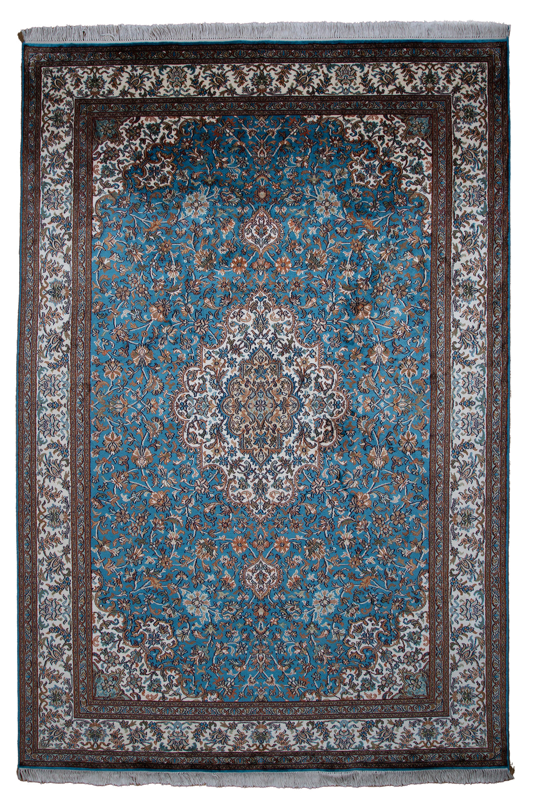 Azure Blossom Kashmiri Silk Carpet