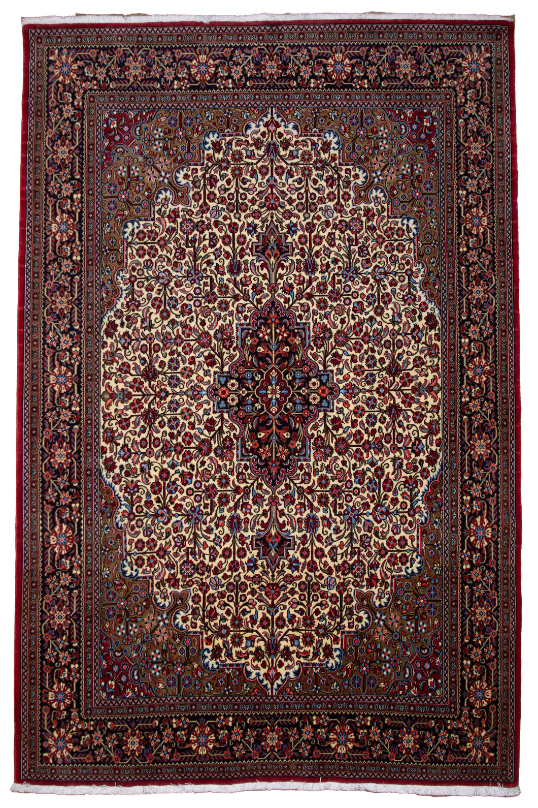 Persian Qum Ivory Medallion Rug