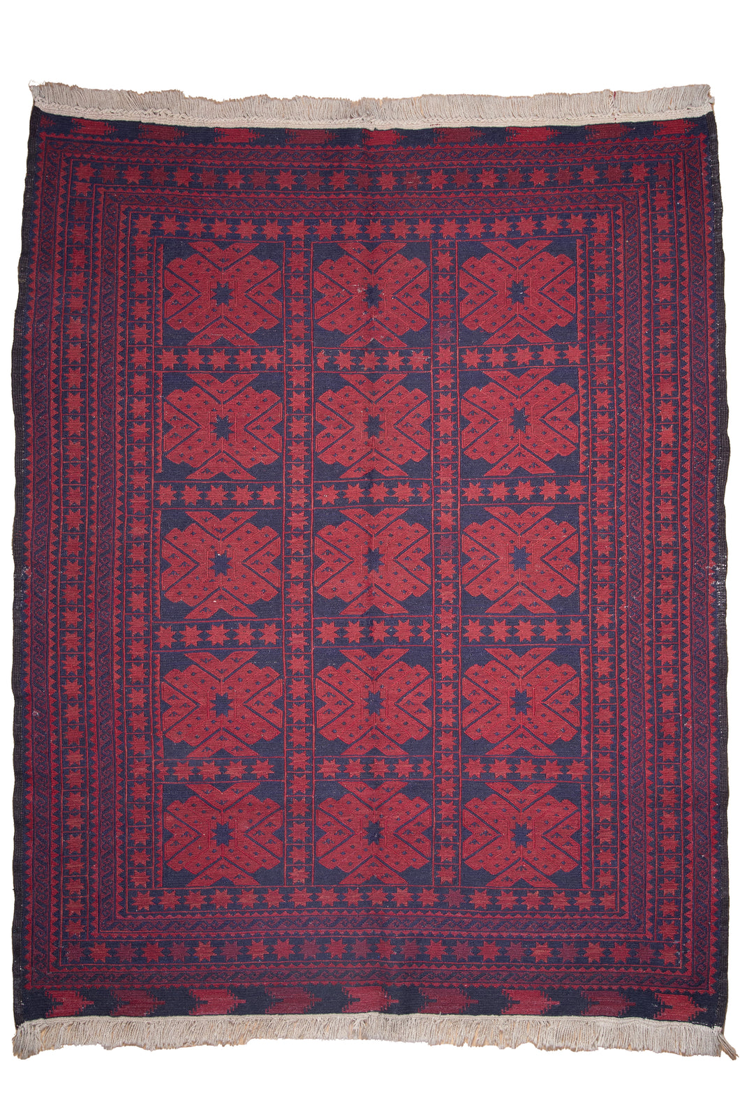 Crimson Star Motif Mashwani Kilim