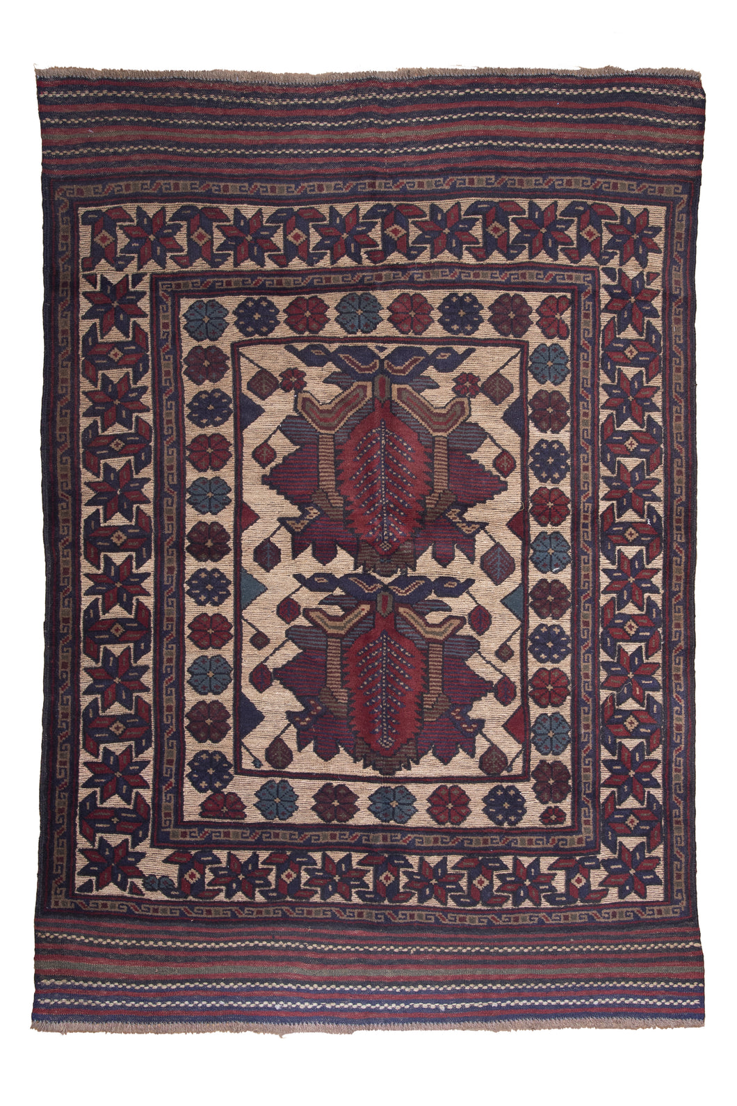 Antique Persian Leaf Motif Kilim