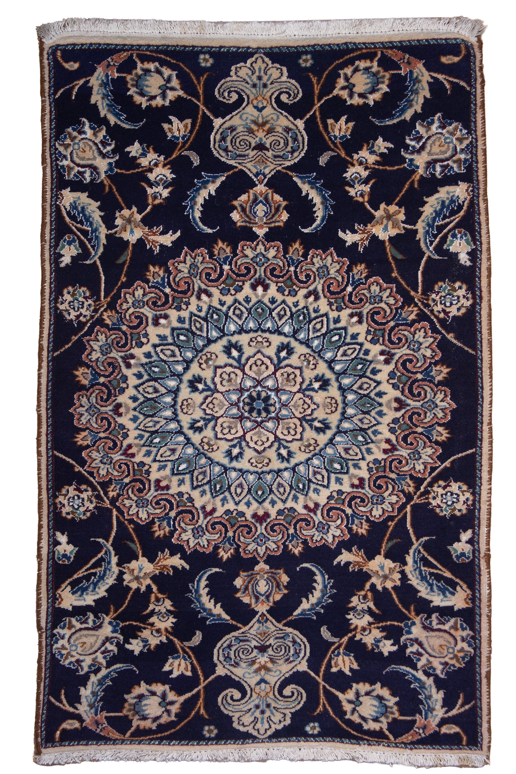 Persian Nain Floral Medallion Rug