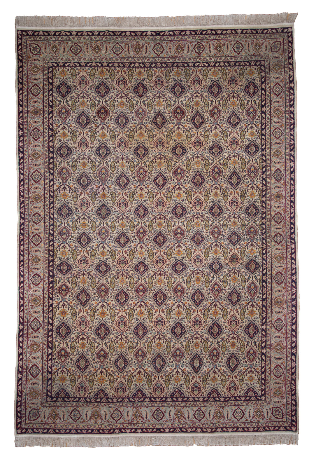 Antique Low-Pile Kashmiri Wool Rug