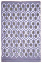 Load image into Gallery viewer, Lavender Geometric Wool Zari Dhurrie
