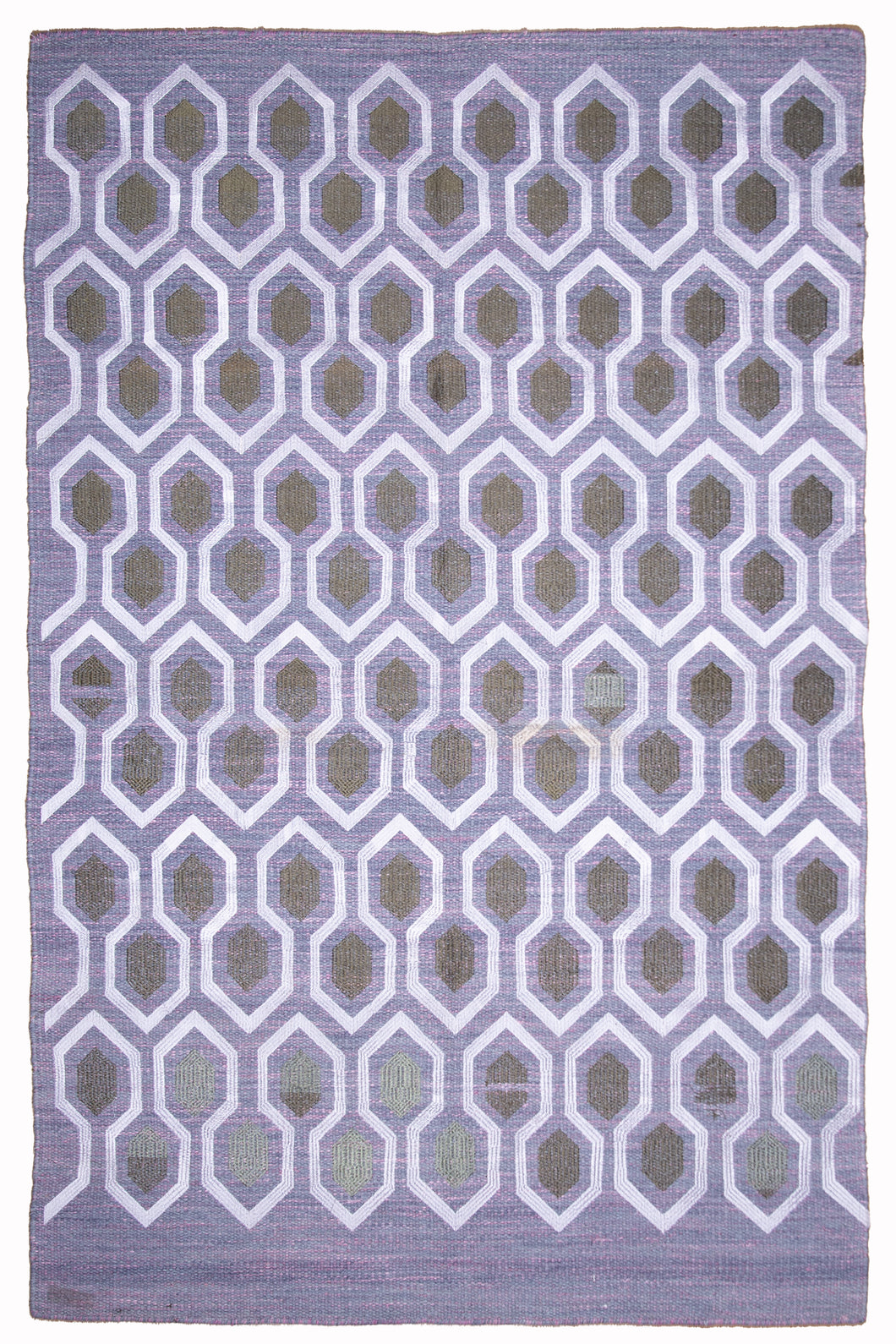Lavender Geometric Wool Zari Dhurrie