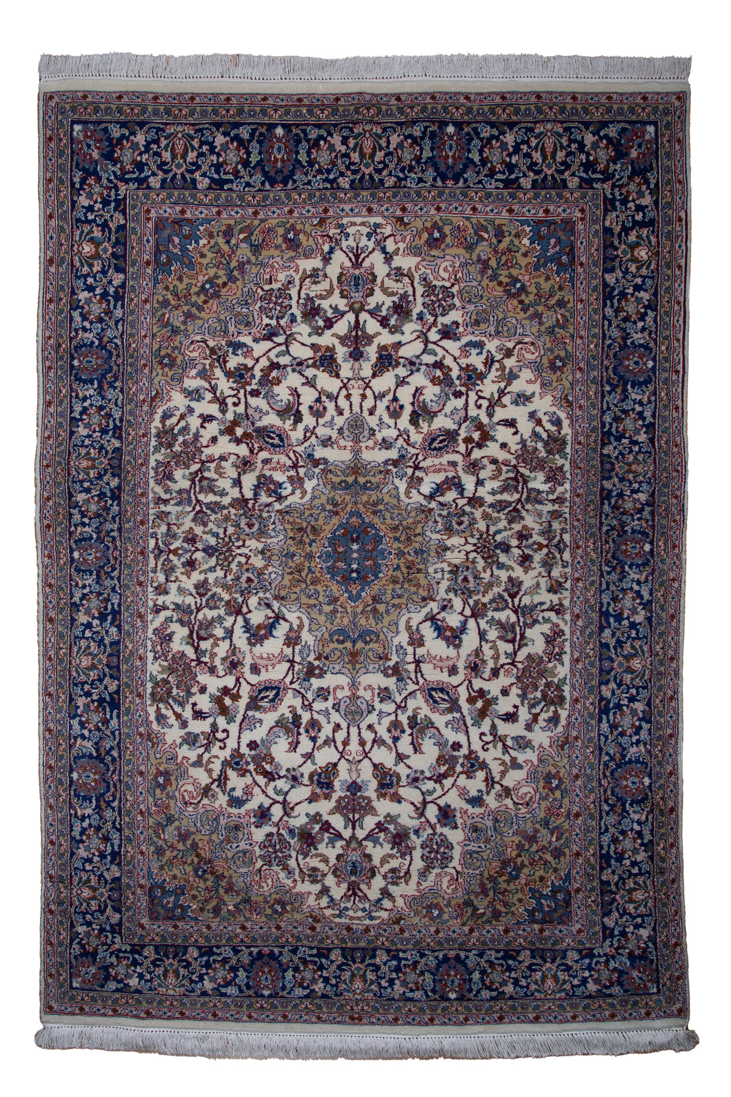 Vintage Kerman-Inspired Kashmiri Wool Rug