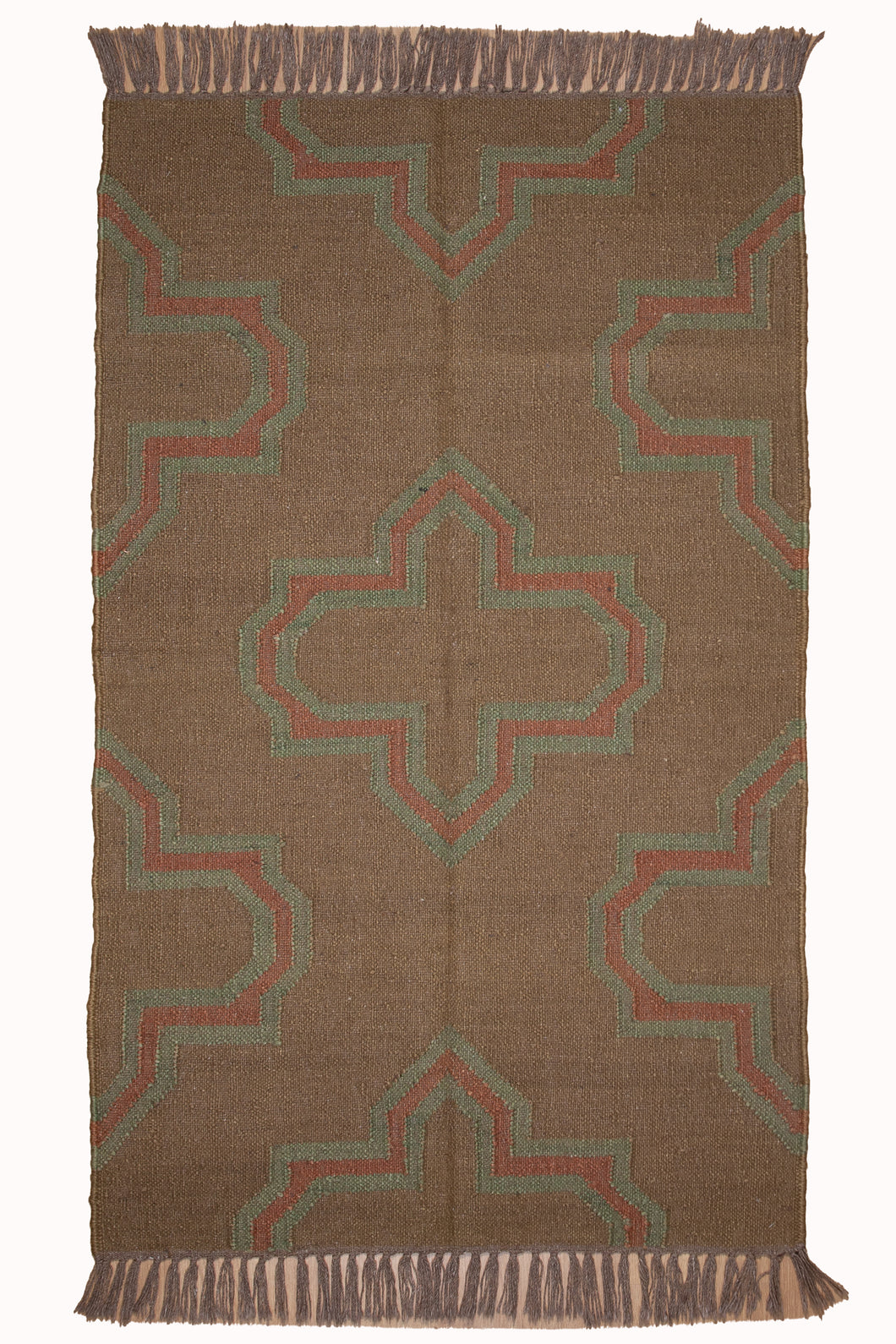 Moss Brown Handwoven Jute Dhurrie