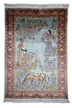 Load image into Gallery viewer, Persian Court Scene Silk Rug
