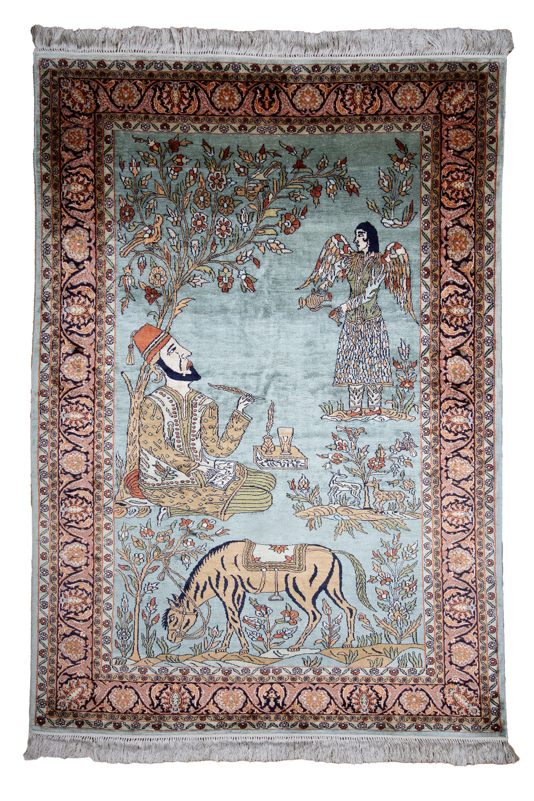 Persian Court Scene Silk Rug