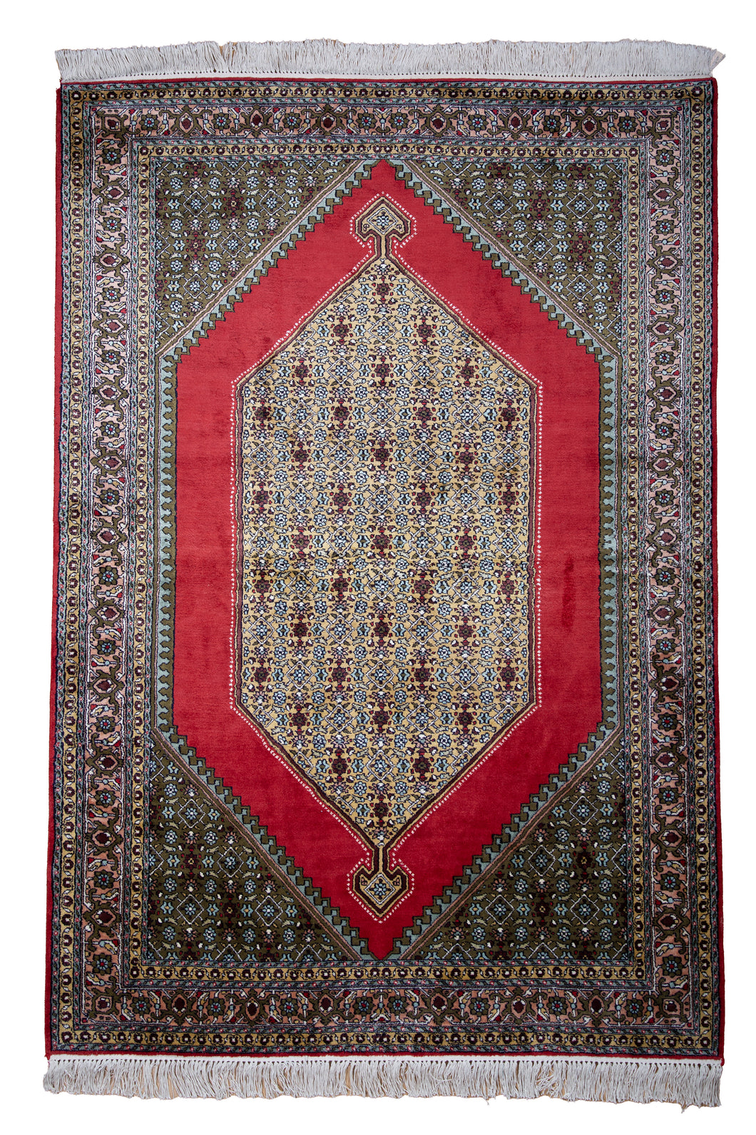 Kashmir Red Medallion Silk Carpet