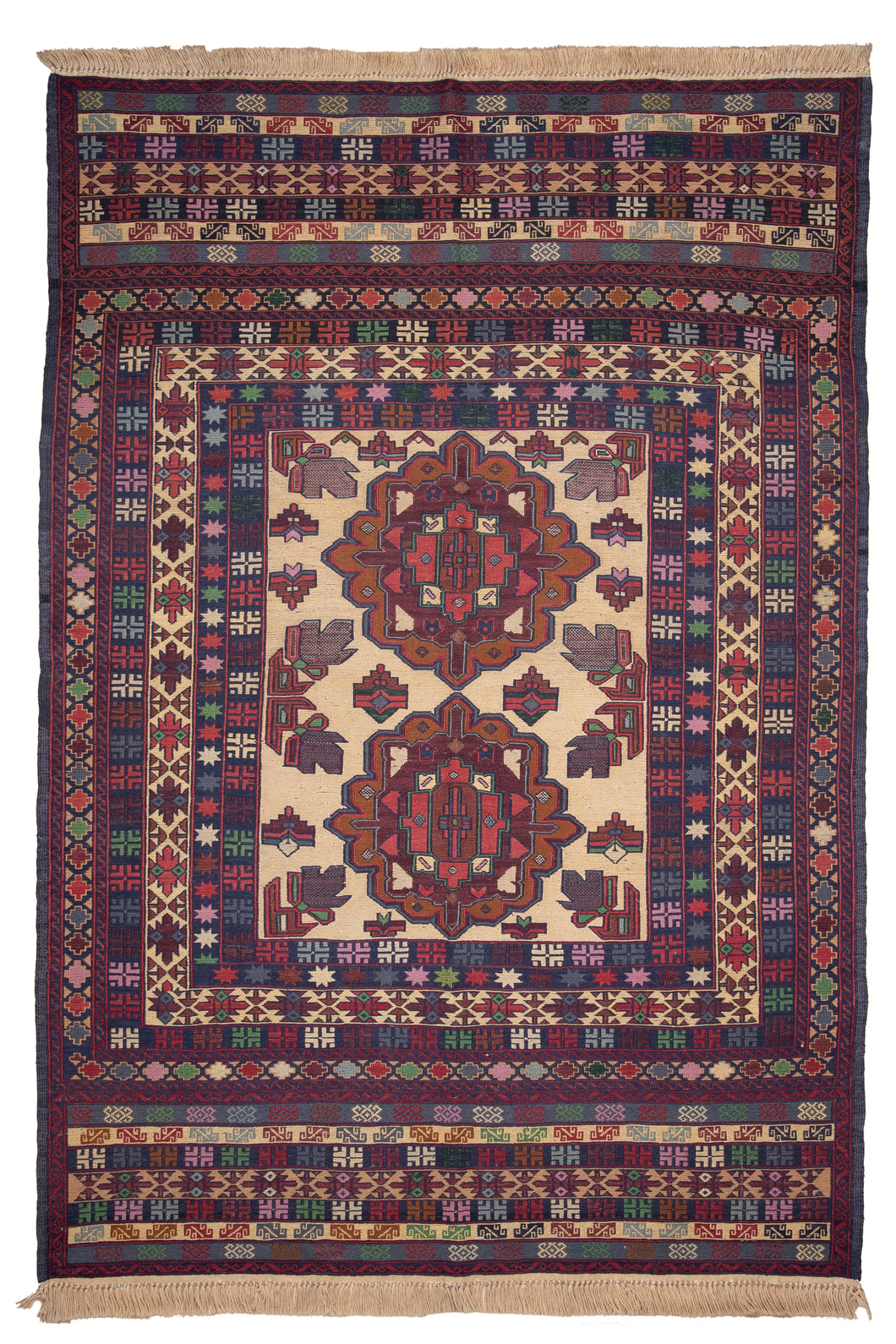 Bold Floral Afghan Maliki Kilim