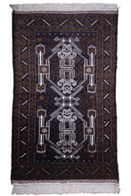 Load image into Gallery viewer, Midnight Geometry Handwoven Afghan Rug
