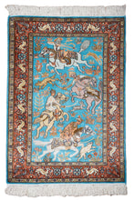Load image into Gallery viewer, Royal Hunt Scene Kashmiri Silk Rug
