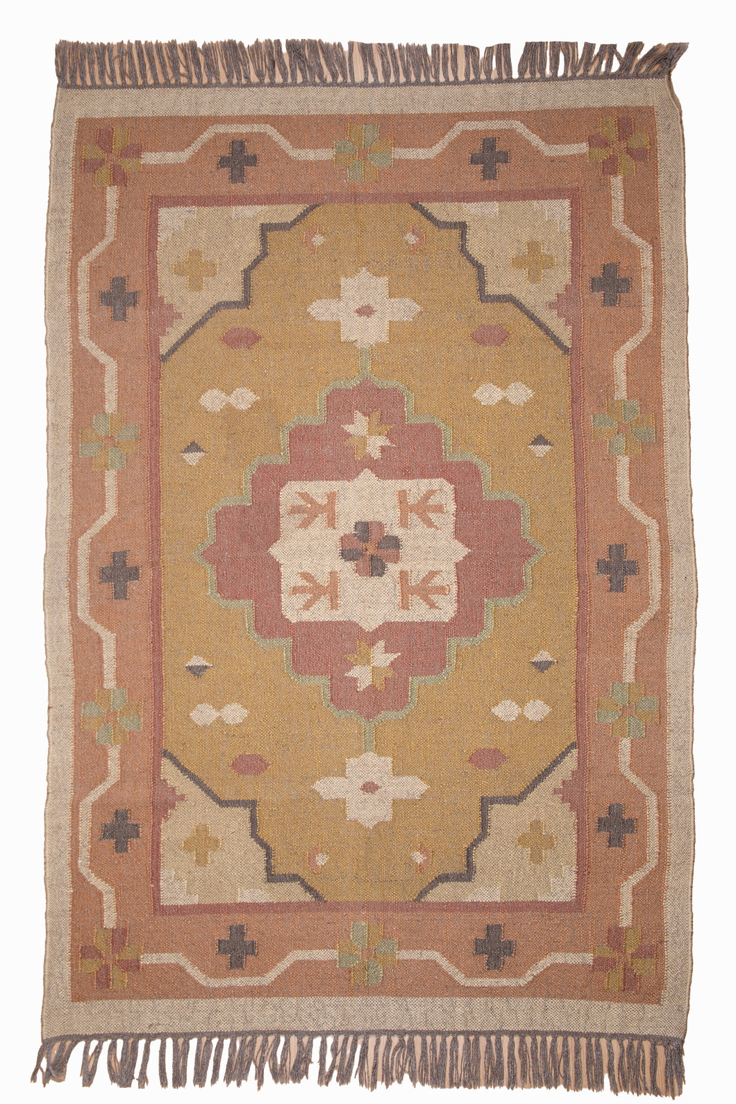 Rustic Geometric Handwoven Jute Dhurrie