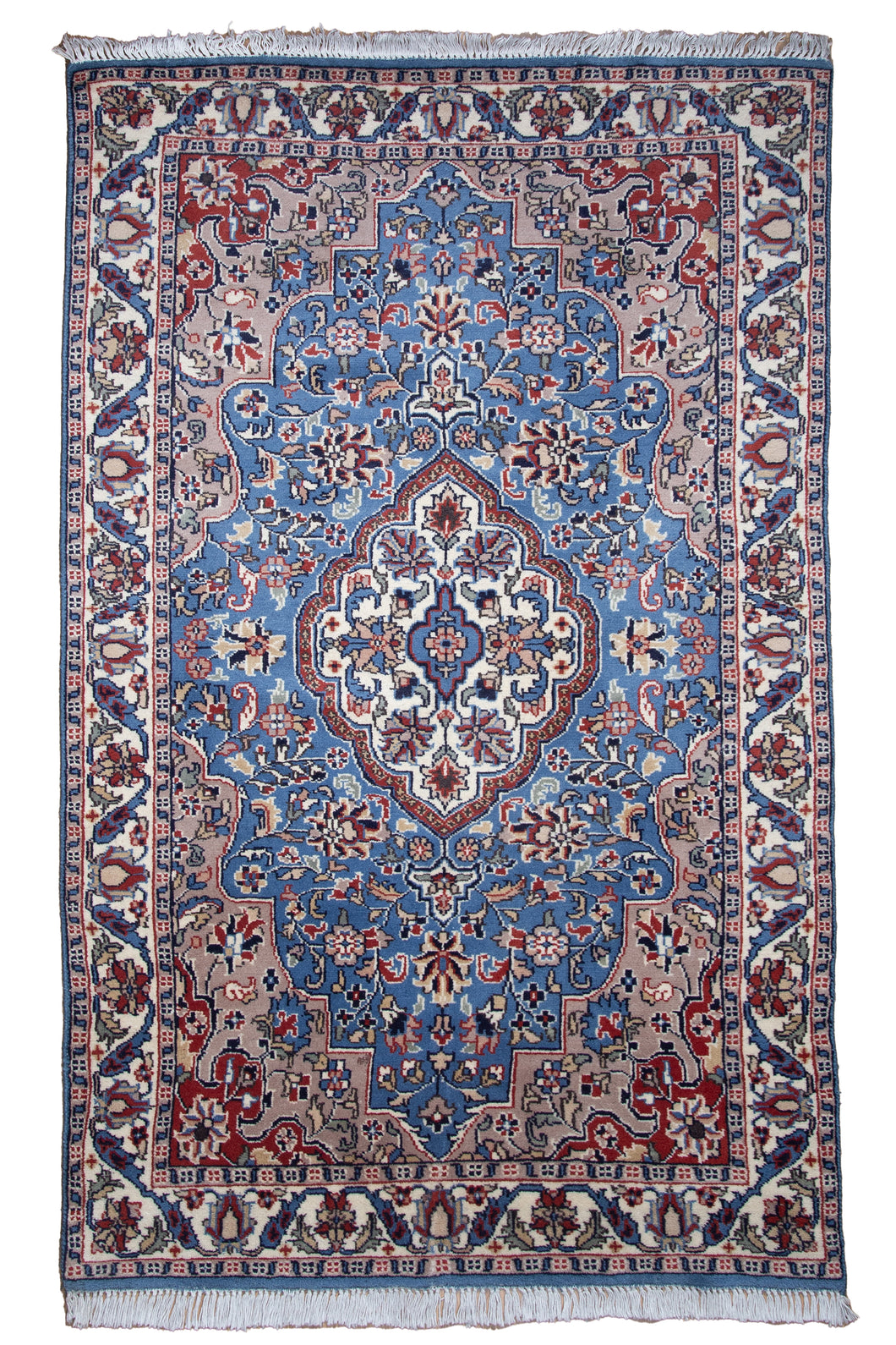 Elegant Sky Blue Kashan Wool Rug