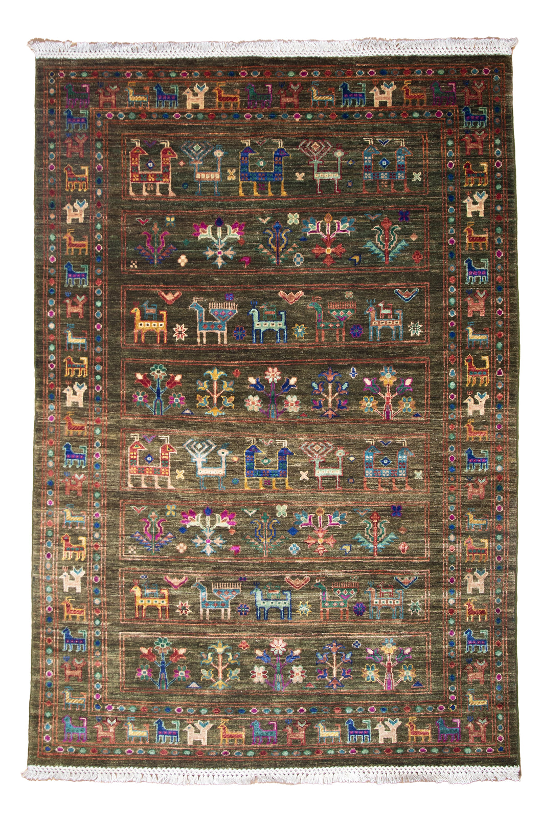 Olive Green Tribal Afghan Zeigler Rug