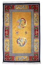 Load image into Gallery viewer, Tibetan Wool Rug with Celestial Dragons
