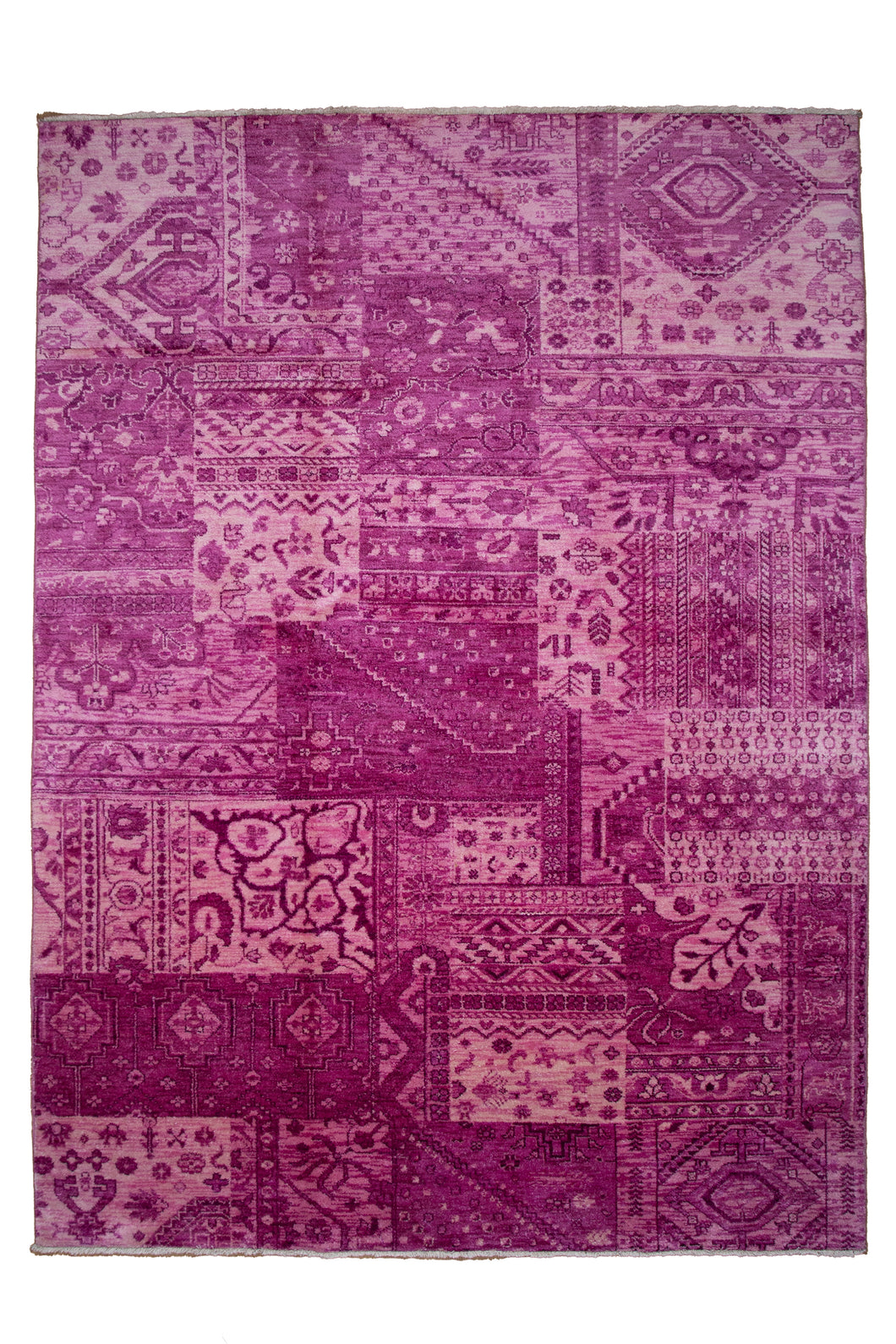 Magenta Mosaic Indian Wool Rug
