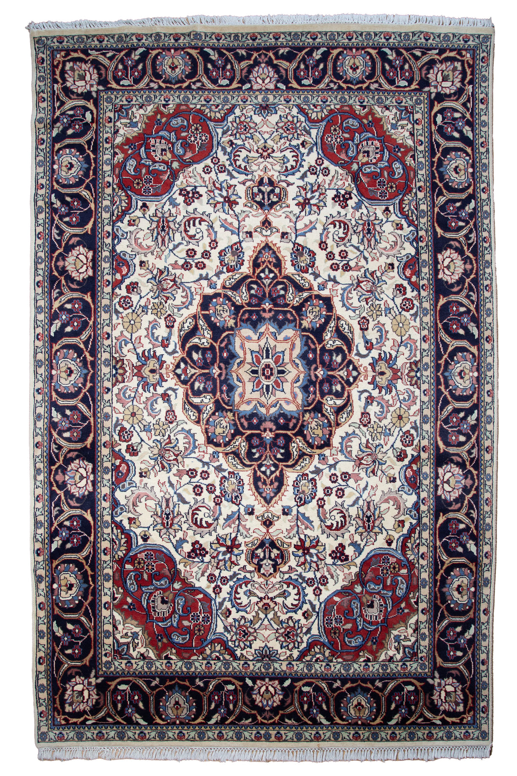 Ivory Indo Kashan Medallion Rug