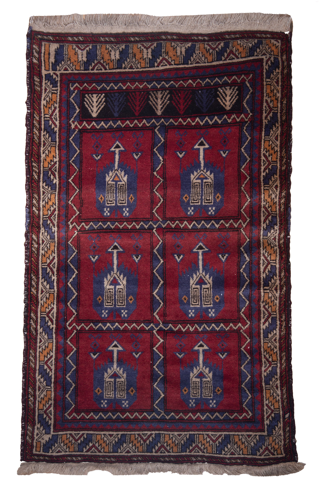 Antique Caucasian Village Symbol Rug
