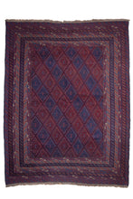 Load image into Gallery viewer, Crimson Blue Tribal Mashwani Kilim

