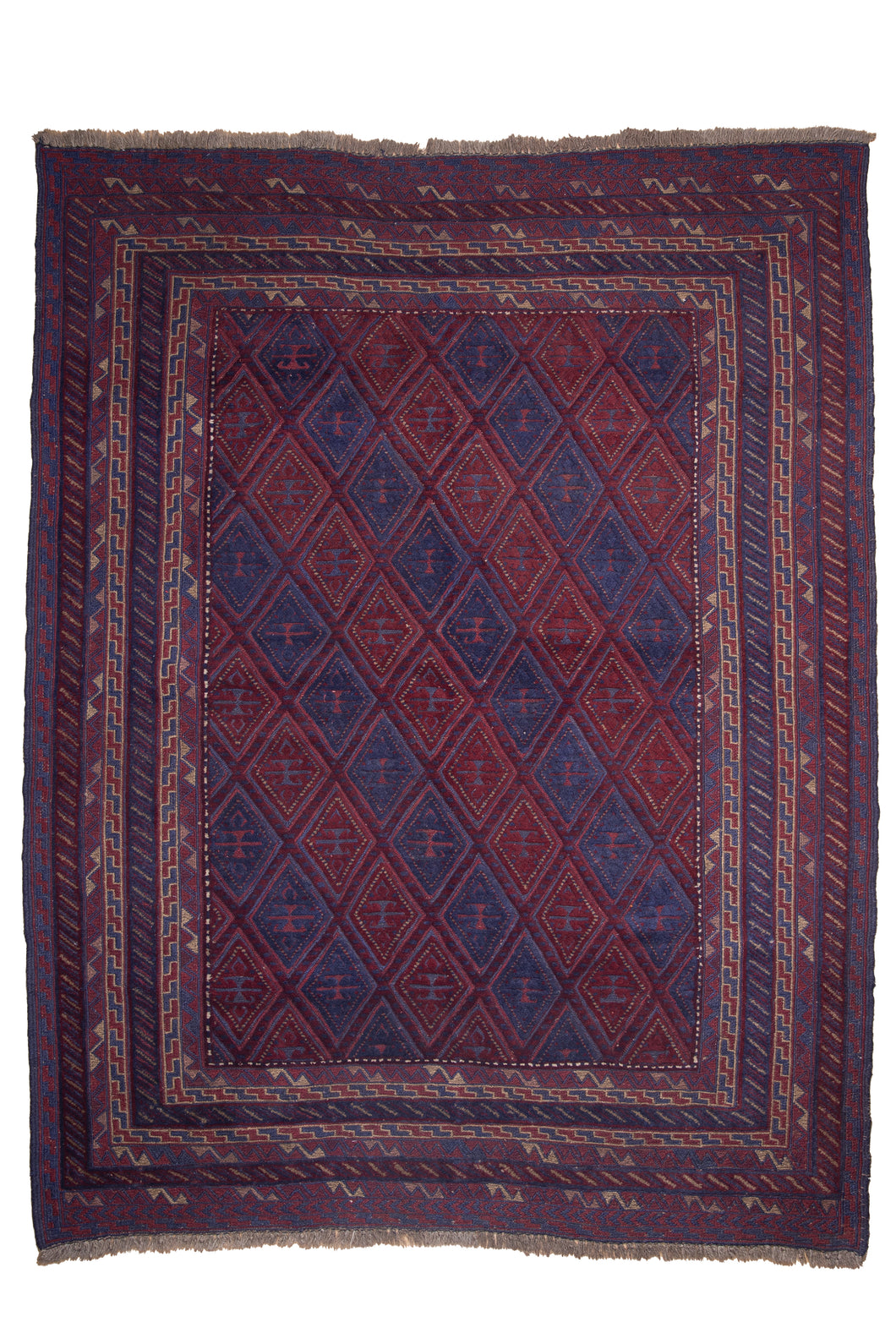 Crimson Blue Tribal Mashwani Kilim