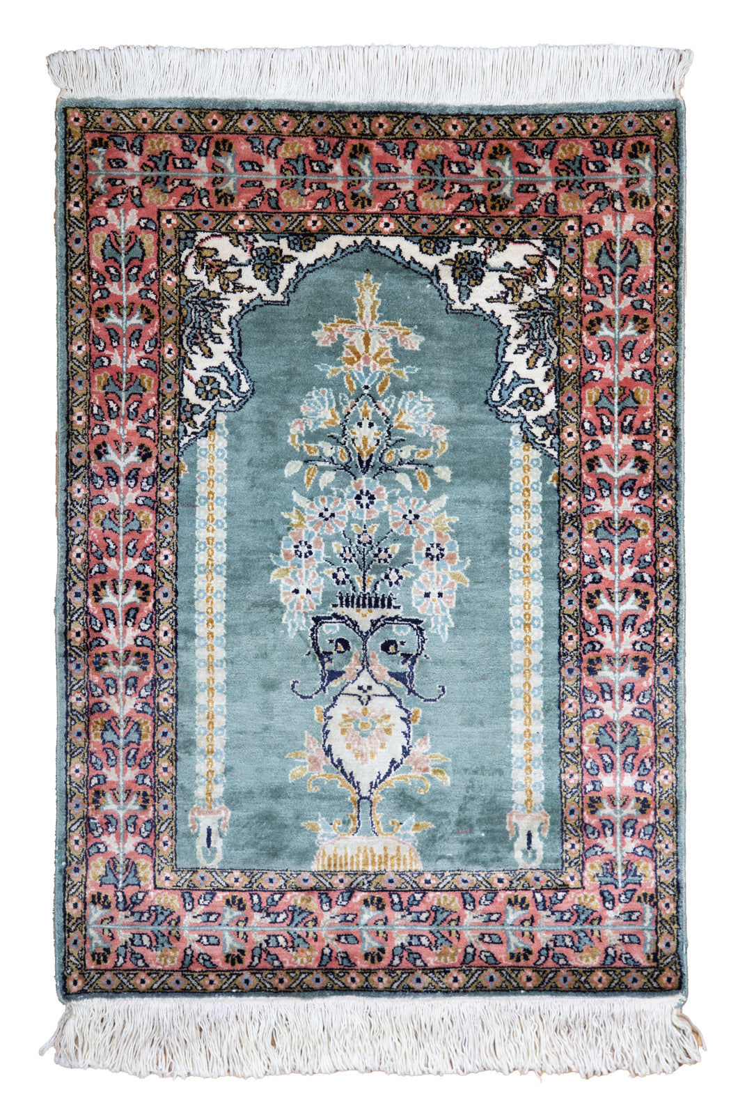 Mint Blossom Silk Kashmiri Rug