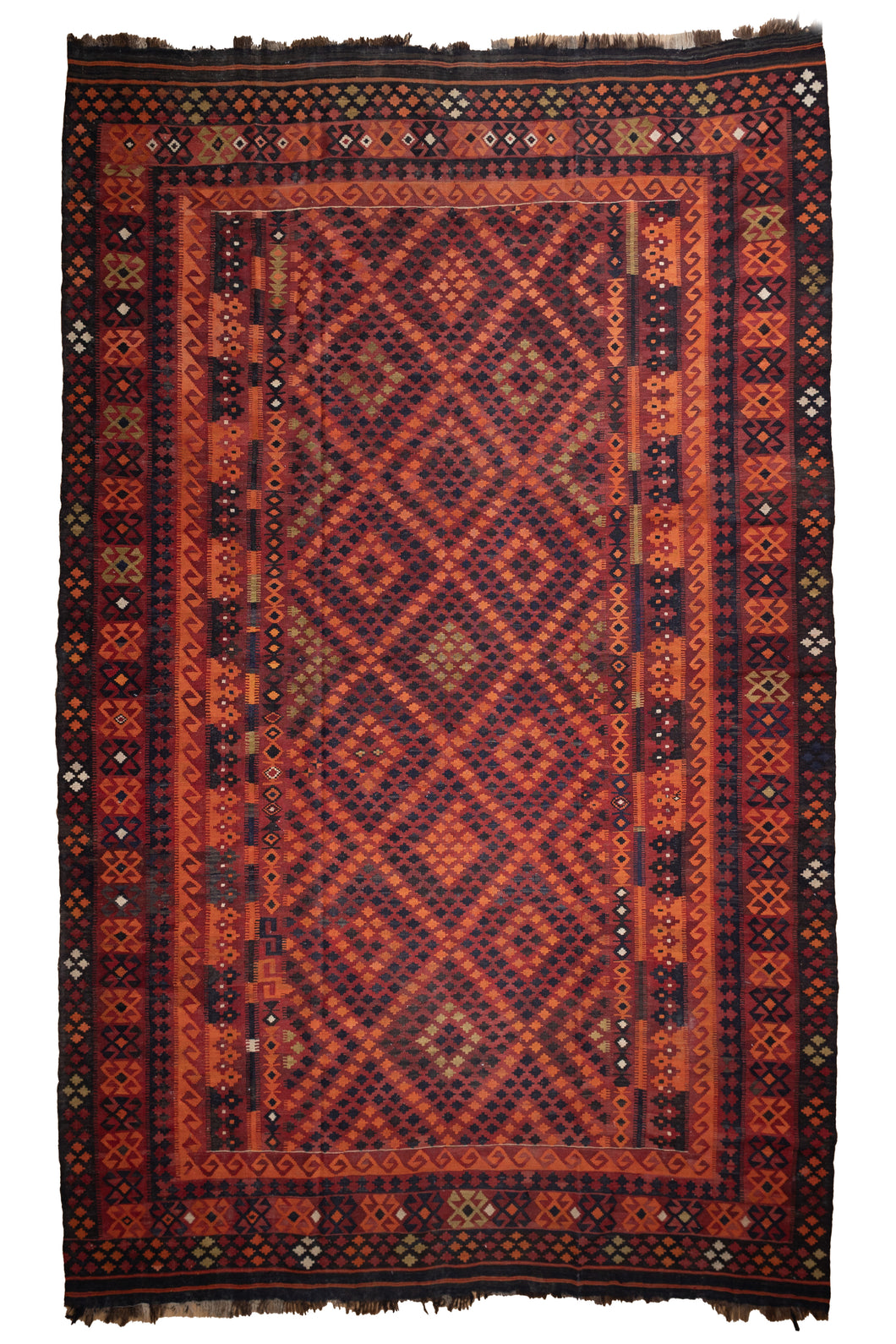 Antique Persian Kilim Fire Mosaic