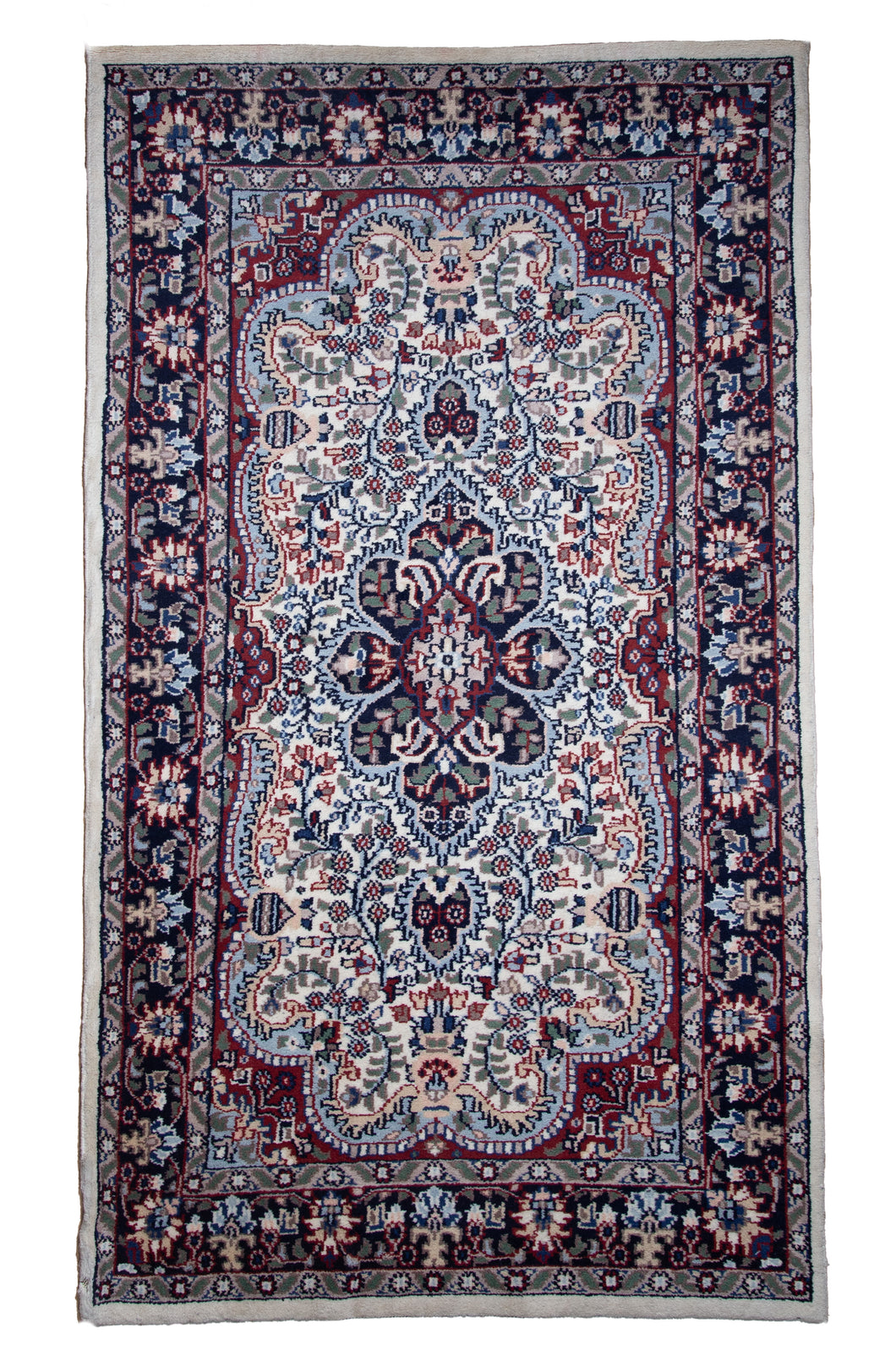Ivory Red Indo Kashan Wool Rug
