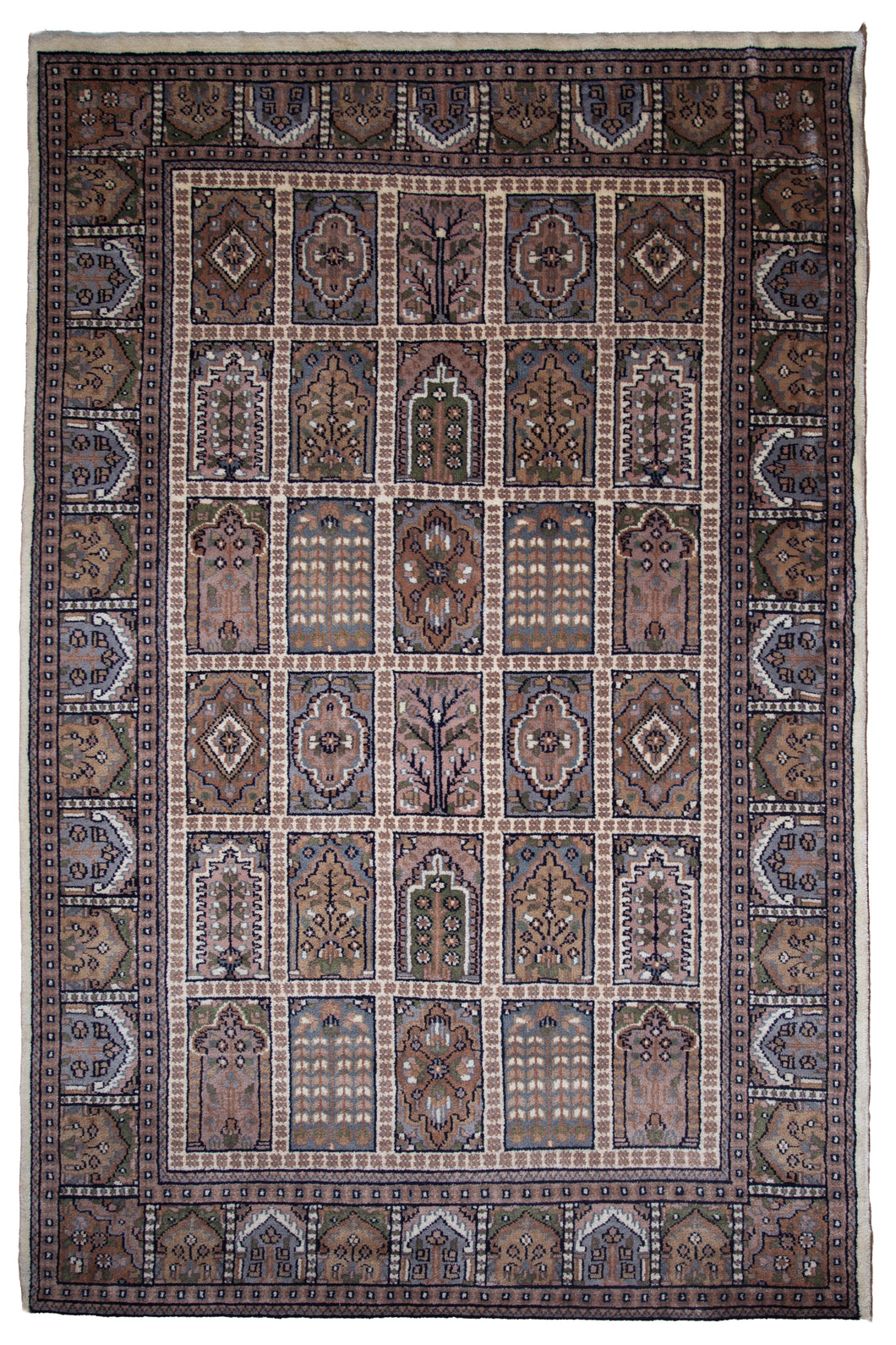 Indo Kashan Wool Garden Panel Rug