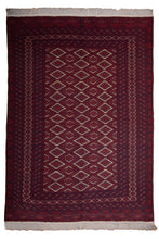 Load image into Gallery viewer, Crimson Lattice Turkman Wool Rug
