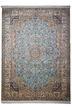 Load image into Gallery viewer, Sky Blue Kashmiri Pure Silk Rug
