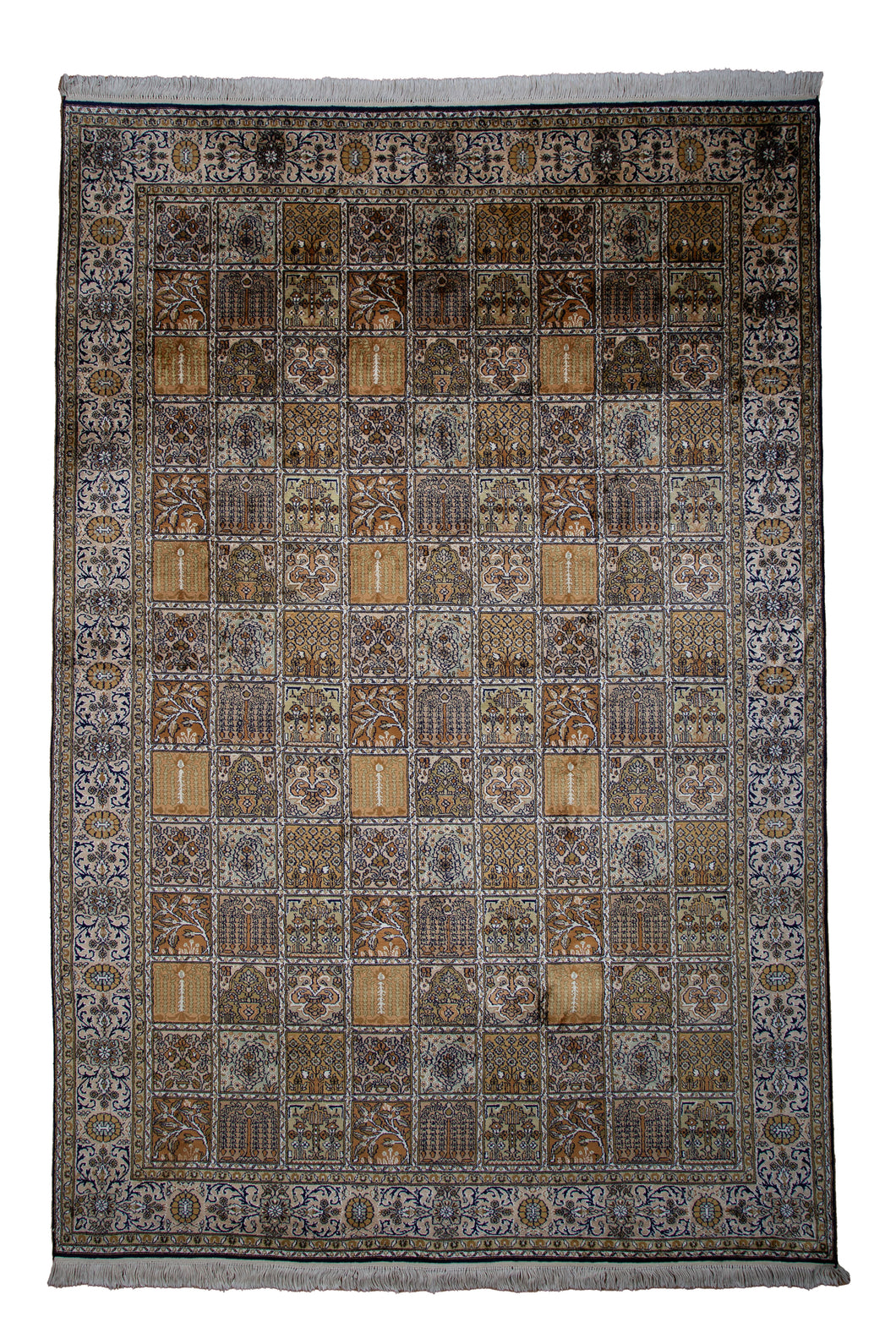 Kashmir Garden Panel Silk Carpet