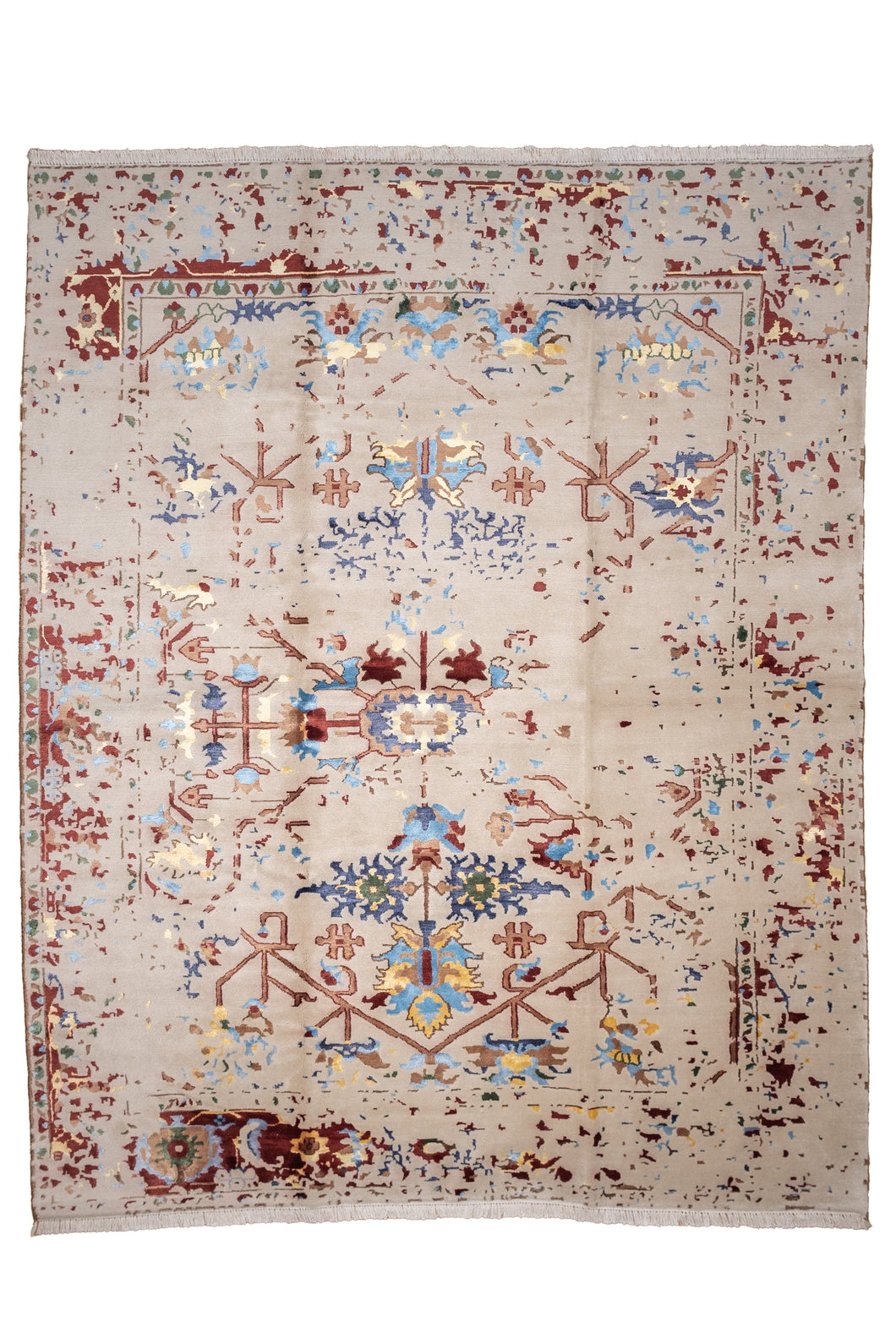 Modern Tribal Wool Rug in Jewel Tones