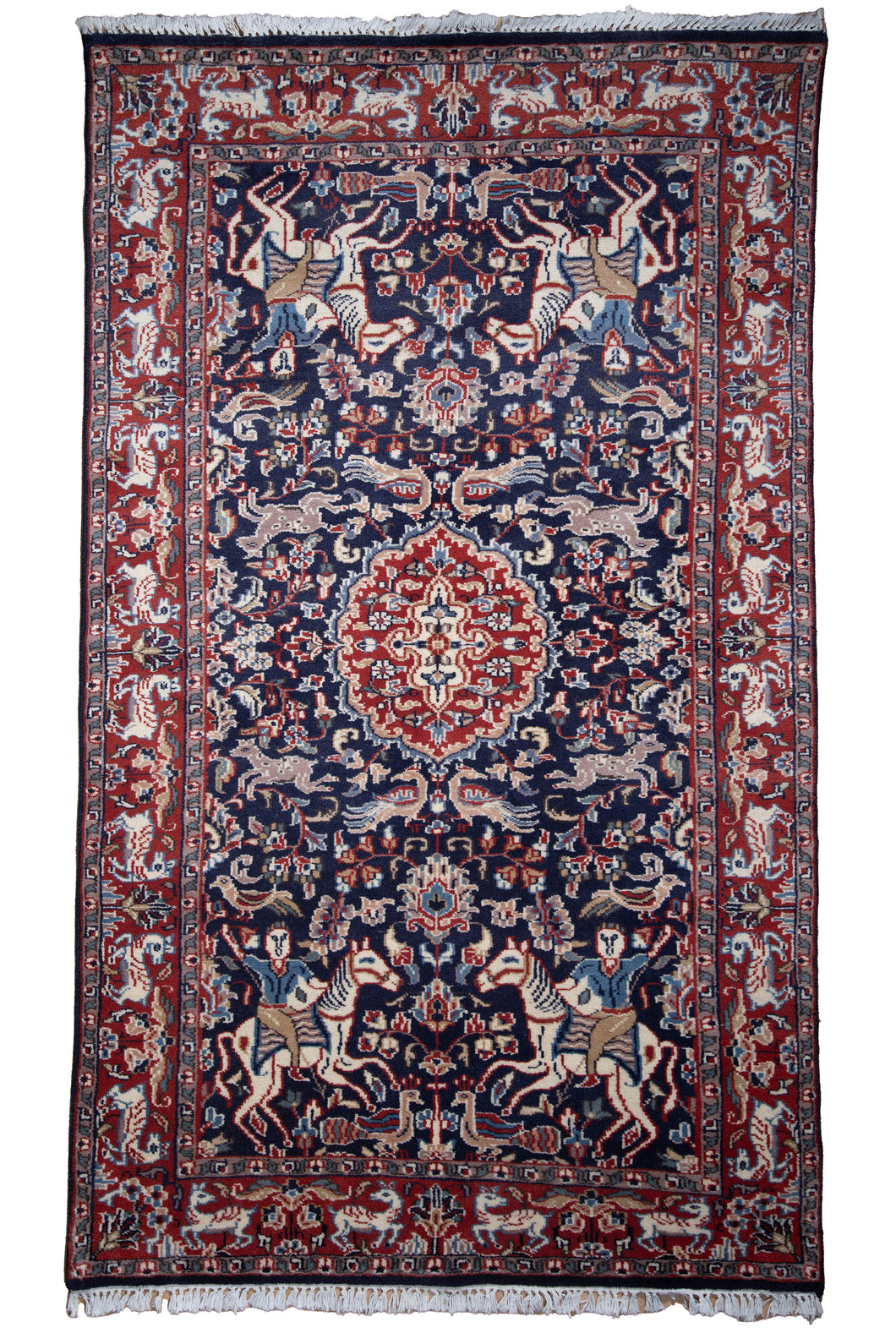 Royal Hunt Scene Kashan Wool Rug